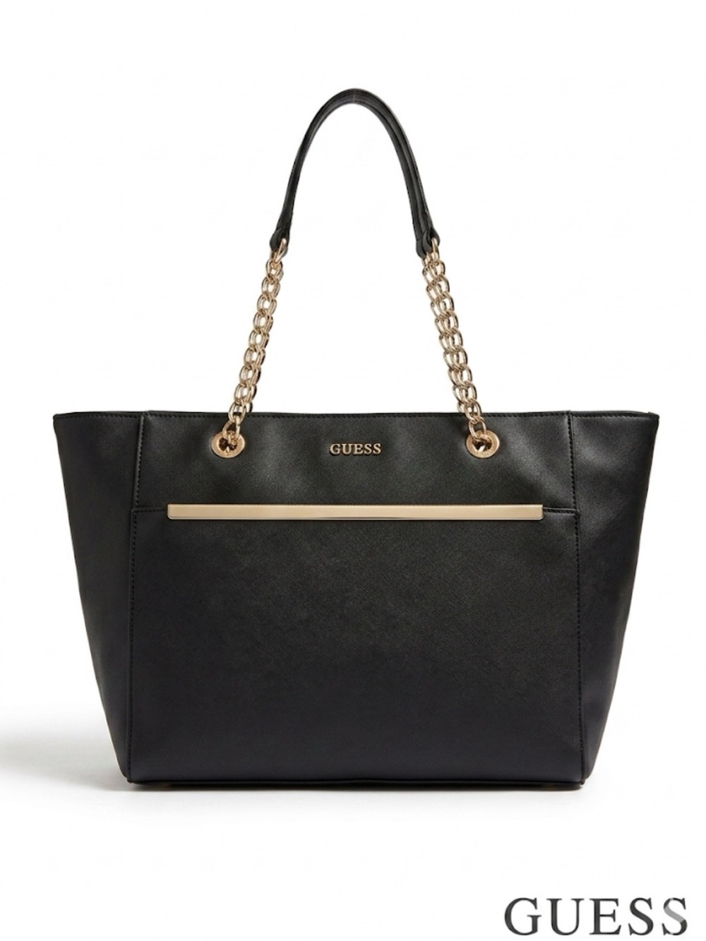 GUESS Alessandra Black Saffiano Tote Bag
